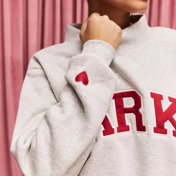 PARKE Valentine's Day Hoodie Grey Casual Preppy Style 🤍❤ - Picture 7 of 9